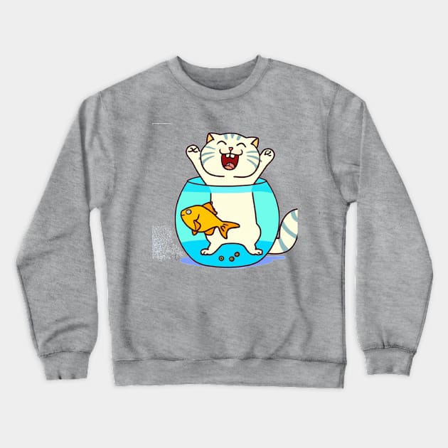 CAT IN FISHBOWL Crewneck Sweatshirt by MGphotoart